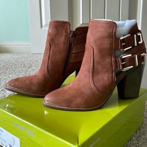 Tan buckle bootie, brand new